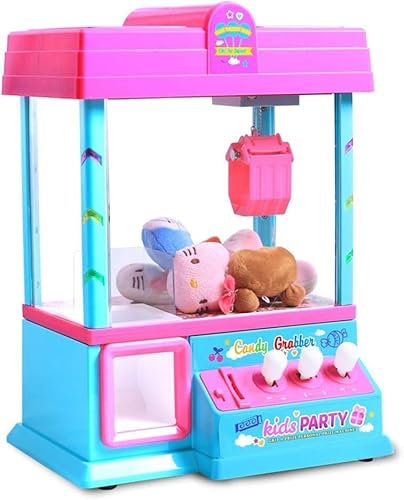 SGM Claw Arcade Game Candy Dispenser Kids Mini Toy Vending Machine with Sounds Machine Toys & Games Fun Arcade Easy to Use Battery, Perfect Party Gift for Ages 3-8 SLW-953 (Pink)