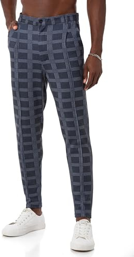 Redbridge Pantalon chino pour homme - Pantalon décontracté à carreaux avec taille élastique