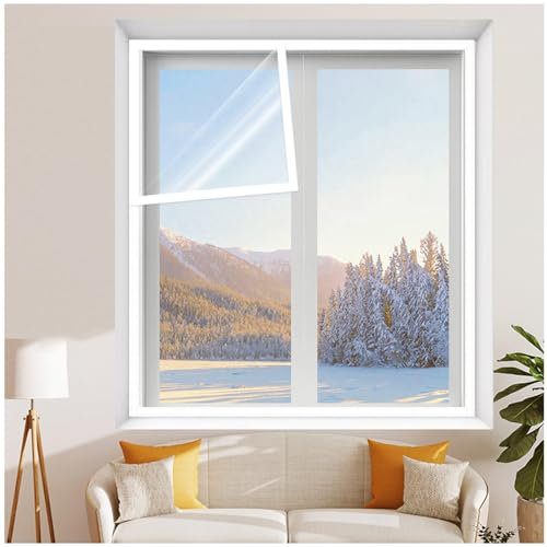 Thermo Cover Fenster-isolierfolie Für Den Winter, Thermo Fensterfolie, Innen Fenster Schrumpffolie, Transparente Thermisch Abdichtung Kit, Kondensationsschutz Zugluftstopper,WxH-50x120cm/20*47in