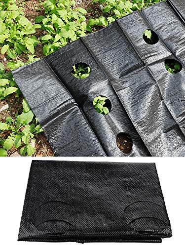 PerGar Unkraut-PP-Gewebe mit Pflanzlöchern, Extra Stark, 90 G/m², Resistent Gegen Unkraut Im Garten, 39' X 141', Robuste Bodendeckende Unkrautblock-Gartenmatte Zur Kontrolle der Bodenerosion(2Stk)