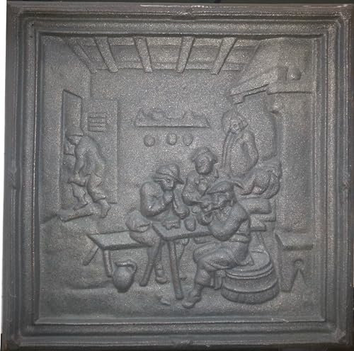 Lunaway - Dekorative Gusseisenplatte 'Taverna' für Kaminverkleidung (38 x 38 cm | Dicke 1 cm)