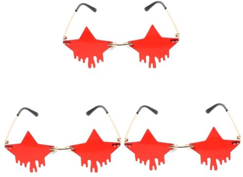 PACKOVE 3 Paare Pentagramm-sonnenbrille Neuheitsbrille Sterndekor Bunt Rot Stk Partybedarf