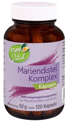 KOPP Vital® Mariendistel Komplex Kapseln | 120 Kapseln | 92 g | Vegan | mit Mariendistel, Artischocke, Löwenzahn und Cholin | laborgeprüfte Extrakte | ohne Gentechnik