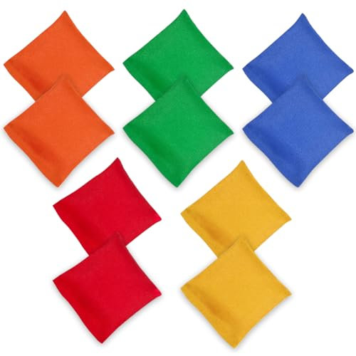 RANJIMA Cornhole Säckchen, 10 Stück Sitzsäcke Werfen 8 x 8cm, Sandsäckchen Wurfsäckchen Bohnensäckchen Set Bean Bags Wurfspiel Kinder Outdoor Gartenspiele Sackloch Spiel Erwachsene für Cornhole Spiel