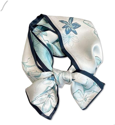 LumiSyne Seidenschal Damen Schmaler Blume Blätter Gedruckt Bunte Gemälde Muster Satin Skinny Lange Halstuch Leicht Seidentuch Dekorative Bandana Kopfschmuck Stirnbänder Haarband Ribbon