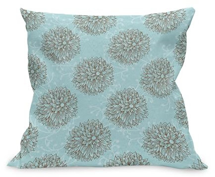 ABAKUHAUS Dahlie-Blume Kissenbezug, Exotisches Boho-Bild der frischen Garten-Sommerzeit des Ureinwohner-hohlen Stammes, Kissenhülle mit Reißverschluss Beidseitiger Druck, 65 x 40 cm, Braun Blau