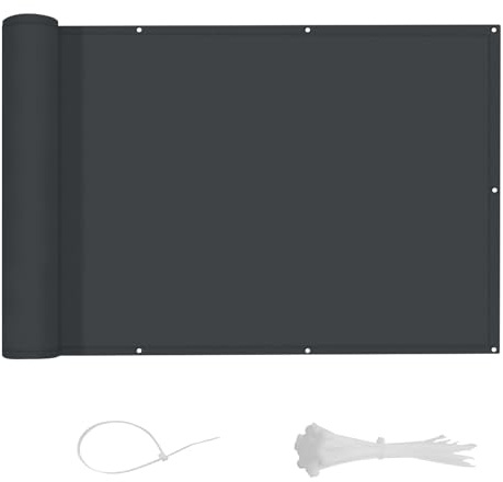 LOVE STORY Pantalla Privacidad Balcón 1x3m Ocultacion Balcon para Terraza | Tela Balcon PES Impermeable,Protección Viento y Los Rayos UV para Jardín Exterior,con Ataduras de Cable,Antracita oscuro