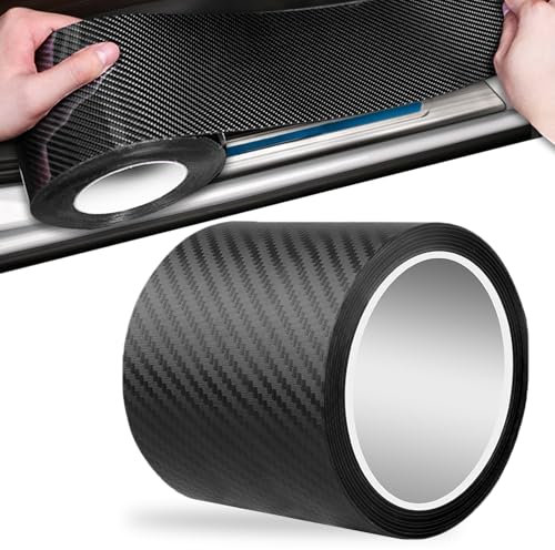 Pellicola Carbonio Adesiva,3 Meters X 10 CM Pellicola Adesiva Carbonio,Paraurti Per Auto Antigraffio,Fibra Di Carbonio Per Auto,Adesivo Carbonio Spesso per Porta, Bagagliaio, Carrozzeria
