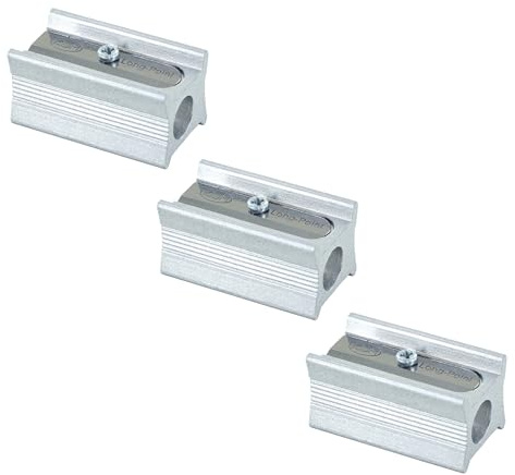 KUM - Langkonusspitzer Magnesium Stenograph 400 5L, silber, 3er Pack | Anspitzer für lange Minenspitzen, ideal für Bleistifte und Zeichenstifte