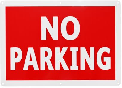 M METERXITY 1-Pack Cartel de NO ESTACIONAMIENTO sin P 14x10 Señales Reflectantes de Aluminio para Calles Advertencia de Velocidad Lenta a Prueba de Óxido [Letras Blancas sobre Fondo Rojo]