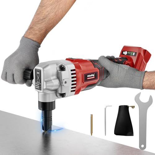 MtiolHig Cordless Metal Nibbler Compatible with Milwaukee 18V Battery (No Battery), 18-Gauge Electric Nibbler with Assist Handle & 2 Blades, 1900RPM Brushless Metal Cutter for Stainless Steel