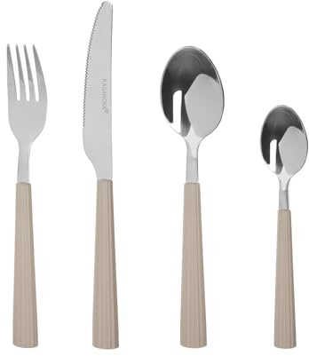 Set 16 posate in acciaio manico grigio Stripes