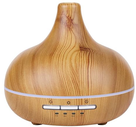 Grundig Aroma Difusor Humidificador 300ml- Difusor de Aroma eléctrico con Luces LED y Temporizador - Aromaterapia con aceites Esenciales - Difusor Inalámbrico de Fragancias - Bambú