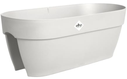 elho Vibia Campana Flower Bridge 60 - Blumenkasten Balkon mit Halterung - 100% recyceltes Plastik - L 59 x B 26 x H 22 cm - Seidenweiß