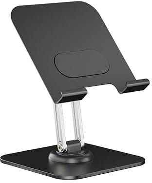 Windfromort Support Tablette - Accessoire Bureau Réglable & Pliable - Support Universel pour Bureau - Rotation 360° avec Effet Anti-Stress - Aluminium Noir