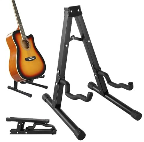 Acunny Faltbarer Gitarrenständer, Gitarrenbodenständer - Verstellbarer Gitarrenständer aus Metall | Vielseitiger Ukulelenhalter, Musikinstrumentenzubehör für Zuhause, Arbeit,