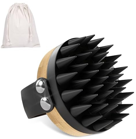 Brosse Massage Cuir Chevelu, Brosse Cuir Chevelu, Masseur Tete Cheveux, Brosse Shampoing Cheveux Silicone, pour Le Soin Des Cheveux et La Relaxation Par Massage de La Tête, Noir