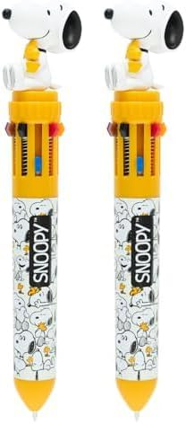 Grupo Erik Kugelschreiber 10 Farben Peanuts Snoopy 10-in-1 Multicolor - Mehrfarbiger Stift Offizieller Snoopy Fanartikel (Packung mit 2)