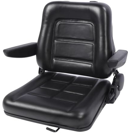 MIDUOLAI SièGe De Tracteur, SièGe RéGlable pour Chariot éLéVateur, SièGe MéCanique De Remplacement, SièGe Ergonomique Et Confortable, pour Tondeuse, Chariot éLéVateur,Noir,with armrests