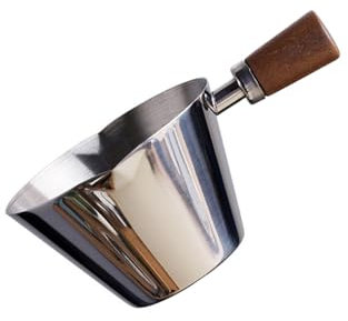 Espresso-Messbecher mit Edelstahl-Design und ergonomischem Holzgriff, 90 ml, Doppelausguss-Design, Espresso-Shot-Tasse