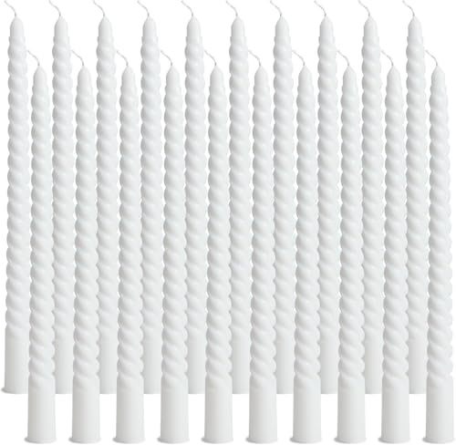 EXTRAPINS 12 Stück Spiralkerzen,25.4cmGedrehte Stabkerzen,Lange Kerzen Weiß,Spitzkerzen Weiß,Stabkerzen Gedreht,Spiralkerzen gedrehte Deko Kerzen unparfümierte gedrehte Kerzenständer
