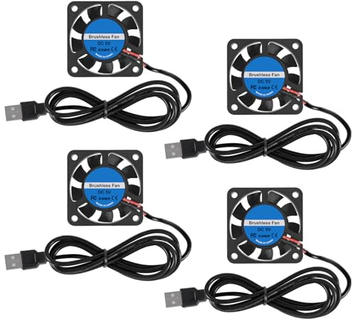 4 ventiladores de refrigeración USB sin escobillas de 40 mm x 10 mm CC 5 V CC 4010 mini ventilador de computadora para electrodomésticos pequeños de repuesto