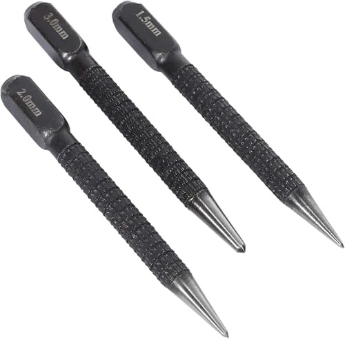 3Pcs Black High-Carbon Steel Center Punch Set Non Center Punch for Alloy Steel Metal Wood Marking Drilling Tool Center Punches Punches Hand Tools,Tools and Home Improvement 10cm