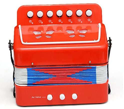 LUCKDANO Akkordeoninstrument, Kinder Akkordeon Gutes für Kinder auf Geburtstagsfeiern und Familienversammlungen Modisch und Exquisit für Musikraumpraxis, Bühnenperformance (Rot)