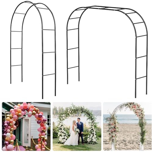 Arche de jardin en métal pour plantes grimpantes - 120 - 300 cm - Décoration extérieure et intérieure - Treillage d'événement - En acier noir durable - Design élégant - 280 x 230 cm