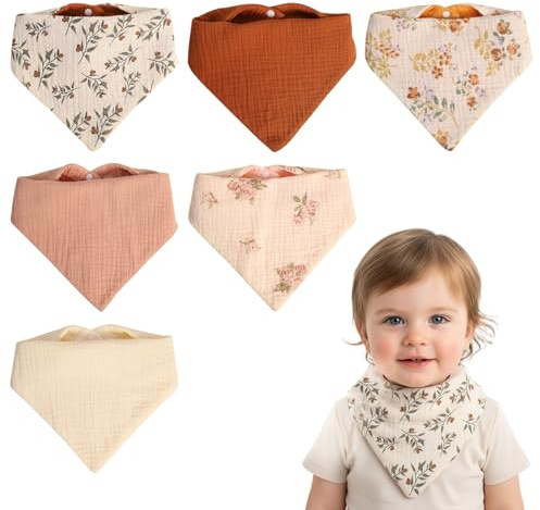 Fsahiuf 6 baberos para bebé, pañuelo triangular de algodón para recién nacidos, niños y niñas