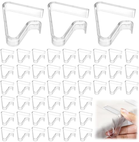 QWORK 48-Pack Table Skirting Clips, Transparent Clear Tablecloth Clips, Windproof Table Cover Holder Clamps, for Wedding Party