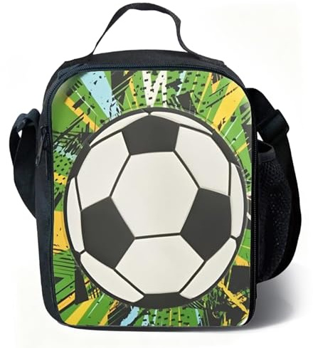 Luclay Football Lunch Bag Kids, Reusable Insulated Cooler Lunch Box Boys, Large Capacity Waterproof Packed Lunch Bag for School Office Picnic Camping Travel Beach