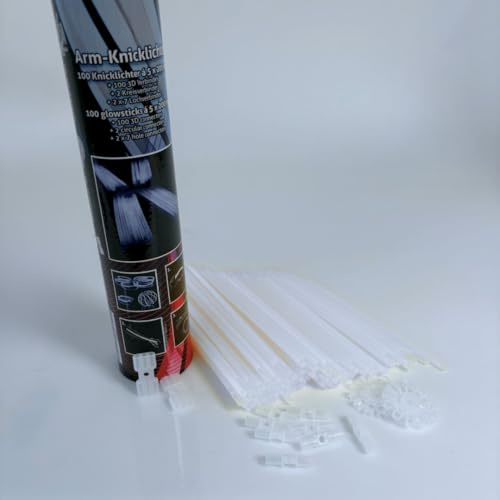 KNIXS® Knicklichter 100 Stück – Leuchtstäbe Gletscherweiß mit 3D Verbindern – Glow Sticks für Erwachsene auf Party, Festival, Hochzeit, Geburtstag und Events-Lange Leuchtdauer