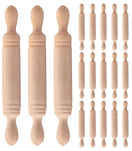 JOINPAYA 30 Pezzi Mini Mattarello in Legno Naturale per Utensili da Cucina in Miniatura Rullo Impastare per Casa delle Bambole e Giochi Educativi Accessori Resistenti e Facili da Conservare