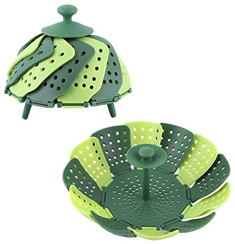 Acouto Cesta Telescópica para Cocinar al Vapor Plegable de Plástico PP Ideal para Verduras Frutas y Alimentos Alta Temperatura hasta 150 °F Fácil de Limpiar y Almacenar