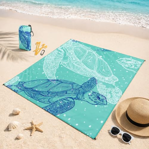 Siegvoll sandfreie Stranddecke 201x141 cm – wasserdichte Picknickdecke, Ultraleicht & kompakt, inkl. 4 Heringen zur Windsicherung, ideale Faltbare Strandmatte für Strand, Reisen, Camping & Outdoor