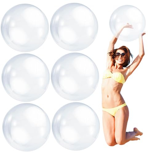 Pallone da spiaggia gigante, 6 pezzi Palloni da spiaggia trasparenti Pallone gonfiabile 16'' Piscina gigante gonfiabile in PVC trasparente per bomboniere estive in piscina, Palline trasparenti