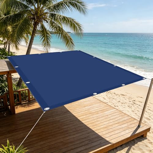 Tenda a Vela 160 x 190 cm Protezione UV Resistente Tenda a Vela Ombreggiante con Occhielli e Corda per Auto, Piscina, Patio, Balcone, Piante, Pollaio, Allevamento Bestiame, Blu Scuro
