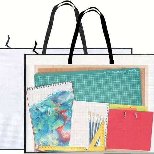A2 Kunstmappe mit Griff und Reißverschluss – A2 Zeichenmappe als Sammelmappe mit großer Kapazität – ideal für Reisen, Camping, Foto, Scrapbook & Poster – schützt deine Kunstwerke & Dokumente sicher