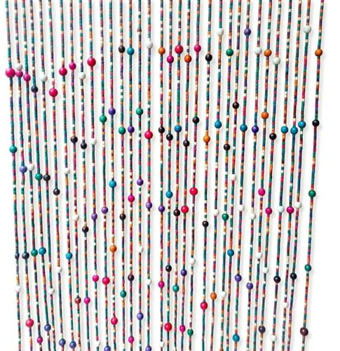 Dekorativ Bunter Perlenvorhang, Perlenvorhang Insektenschutz Luftzirkulation, Türvorhang Aus Bambus und Perlen für Fenster, Eingang Küche Café, Wiederverwendbar(90x190cm(38))