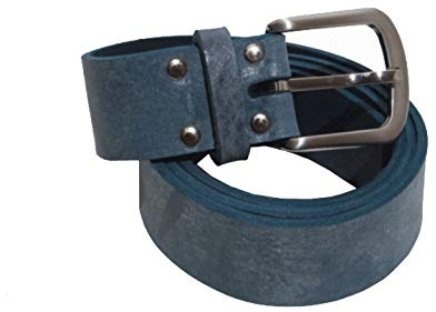 Ledergürtel aus hochwertigem Vollrindleder 4 cm breit blau aus eigener Fertigung (105)