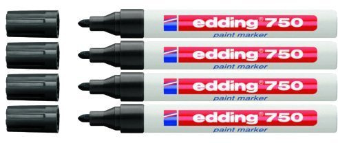 edding Lackmarker 750 Industrie, 2-4 mm (4er Pack, Schwarz)