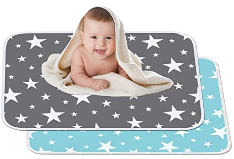 FullBerg 2 Stücke Waschbare Wickelunterlage Grau für Babys und Kleinkinder 60 x 75 cm Atmungsaktiv Wiederverwendbare Wasserdicht Urin Matte Abdeckung fürs Kranken und Älters
