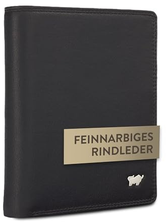 BRAUN BÜFFEL - Geldbörse Herren aus echtem Rindleder Golf 2.0 - Geldbeutel Portmonee Hochformat für Männer mit 14 Kartenfächern - Zeitlos klassisches Portemonnaie mit Münzfach - Edles Schwarz