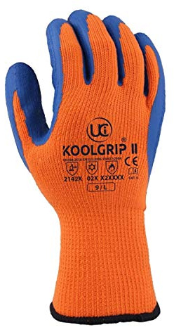 UCI Koolgrip-II dicker Latexhandschuh mit hoher Sichtbarkeit, Größe M, Orange, 1 Paar