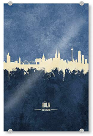 artboxONE Acrylglasbild 30x20 cm Städte/Köln Köln Skyline Navy Bild hinter Acrylglas - Bild Skyline Skyline