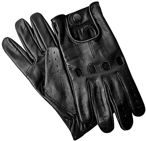 Hand Fellow Gants de conduite en cuir pour homme Style vintage rétro sans doublure, Noir , XXL