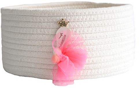 Inwagui Baumwolle Seil Korb Baby Aufbewahrungskorb Geflochten Aufbewahrungsbox Schwan Deko Organizer für Wohnzimmer Desktop Kinderzimmer - Weiß