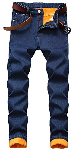 IDEALSANXUN Fleece Lined Jeans for Mens Stretch Thick Warm Sherpa Winter Jean Denim Pants (30, Dark Blue)