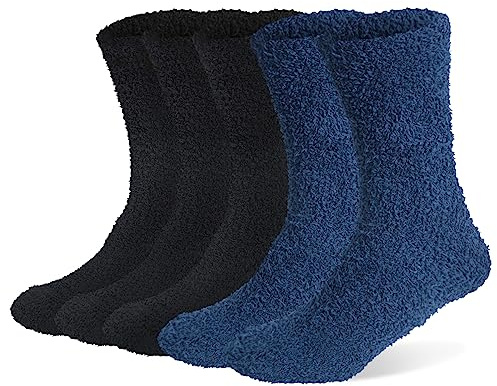 Chalier Cozy 5 Paires Chaussettes Homme Floues Hiver Chaussettes Moelleuses Pantoufle Doux Maison Chaudes Thermiques pour Homme Femme